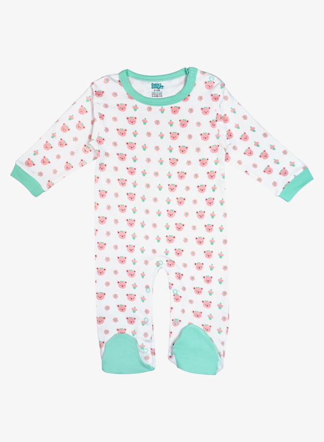 Babies Basic 5-Piece 100% Cotton Bib, Romper, Mittens, Cap and Sleepsuit Set - Image 2
